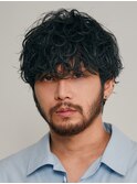天神10代20代シャドウパーマゆるめメンズマッシュウルフカット