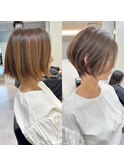 30代40代50代ショート白髪ぼかし白髪染め面長似合う髪型【松原】