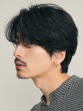 フィフス(fifth) 原宿フェザーパーマメンズカットセンターパートウルフ微分け