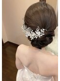 洋装 シンプル 編み込み シニヨン ヘアアレンジ