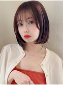 丸みボブ×ビンクブラウン