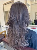 大人ハイライトグラデーショングレージュバイオレット
