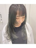 20代30代40代/ロングウルフ×オリーブ/グラデーション
