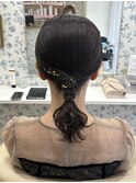 タイトローポニー×金箔/結婚式お呼ばれヘア/参列ヘア