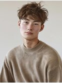 ブルーブラックスパイキーショートサーフカールフェザーパーマ