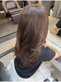 ハイライトカラーくびれヘアアプリコットオレンジ
