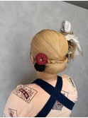 お祭りヘアセット/ハイトーンシニヨン