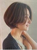 前髪長めゆったり重めショートボブ　20代30代40代