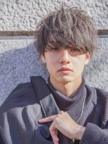 Mens Style☆ハイライトアッシュブラックマッシュパーマウルフ