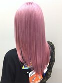 ハイトーンピンク　セミロング　ダメージレス　ダブルカラー