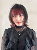 ミディアムボブ顔周りレイヤー前髪カット_F20835