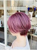 ハンサムショートボブ&ベリーピンクグレージュ