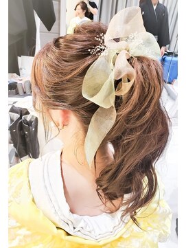 ブラウ ネイル パーティー(Blau Nail Party) 和装×ナチュラルポニー