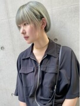 ディア(.eer) 【心斎橋/南船場】ホワイトモスグリーン×ミニマムボブ/小顔ヘア