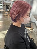 ショートボブインナーカラーラベンダーケアぶ