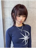 韓国レイヤー/ハッシュカット/パープルブラウン/バーガンディー