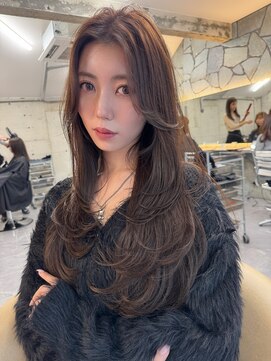 サイン 渋谷(SIGN) 韓国ヘアーハッシュカットレイヤーカットグレージュブリーチ無し