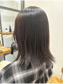 大人可愛い透明感立体感ダークグレージュ×エアストレート
