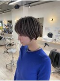 大人可愛い20代30代40代黒髪前下がりショートボブ丸みショート◎