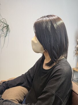 ワ ヘアー(wa-hair) 小顔補正×シャギーボブ×艶ブラウン×チャコールグレー髪質改善