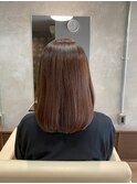 艶感ストレートロブ ボブ 白髪染め 白髪ぼかし