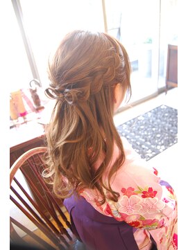 ベル(BELL) リボン編込みハーフアップ【BELL桜新町/用賀】