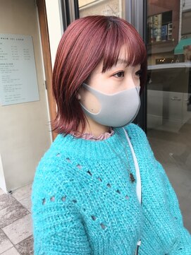 ヘアー アイス ルーチェ(HAIR ICI LUCE) ブリーチ☆レッドカラー　赤カラー　ボブ　担当山中