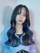アンククロス 青山店(ANKH CROSS)&nbsp;《韓国ヘア》エクステでインナーカラーネイビーブルー（天水悠斗