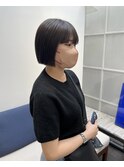 ミニボブ/切りっぱなし/こっくりブラウン/透明感