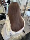 韓国風顔周りレイヤーカットミルクティーベージュブラウンカラー