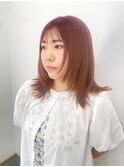 レイヤーカット/ピンクベージュカラー