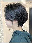白髪ぼかし/ひし形/癖毛/大人ショートボブ/60代50代40代