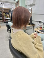 ヒビヲ(HIBIO) ショートボブ切りっぱなしボブタッセルボブ韓国 ピンクベージュ