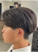 フェザーパーマ/グレーブルーカラー/刈り上げショートパンク