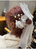 お嬢様レースハーフアップ★結婚式 二次会 お呼ばれ ドレス