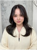 レイヤーカット/くびれヘア/透明感グレージュ/韓国風ヘア
