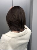 レイヤーカットラベンダーベージュオリーブ韓国ワンホンくびれ