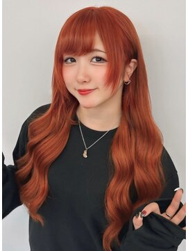 ラピステン 福岡天神 大名店(Lapis) ブリーチ/エクステ/オレンジ/派手髪/ロング/染めれるエクステ