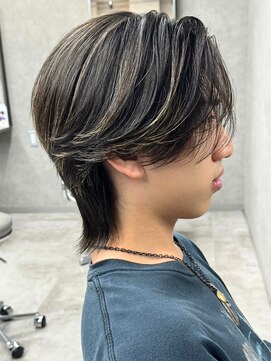 エルマーク 心斎橋(L-MARK) マッシュウルフメンズカットスセンターパートセンター分け