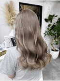 ダブルカラーミルクティーベージュレイヤーカット韓国ヘア