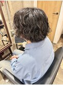 爽やかメンズショートメンズパーマメンズウェーブヘアアッシュ