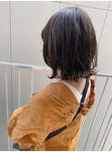 ダークカラー_マロンベージュ Aラインボブ かきあげ