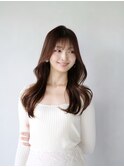 くびれヘア/韓国ヘア/ヨシンモリ/オリーブカラー/割れない前髪