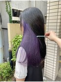 インナーカラー パープル ロングヘア＠原宿
