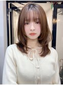 小顔 フェミニンロング メルティーカラー 似合わせカット"