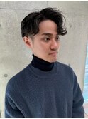 メンズ/マッシュパーマ/ウルフ/アッシュブラック/カルマパーマ