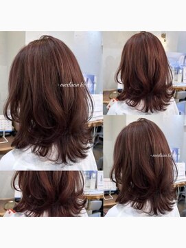 コンティロミー(CONTI ROMMY.) ミディアムレイヤー/韓国風巻き/ピンクベージュ/20代~50代