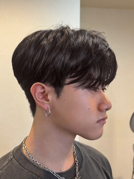 ノラキチジョウジ(NORA KICHIJOJI) ダウンパーマシースルーマッシュメンズ韓国ヘアフェザーショート