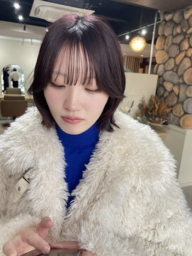 ロアバイチェリーコークウブ(Loa by CHERRY COKE ubu) 韓国ボブとダークラベンダーピンク