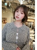 顔周りレイヤーカットくびれヘアミルクティーベージュカラー韓国